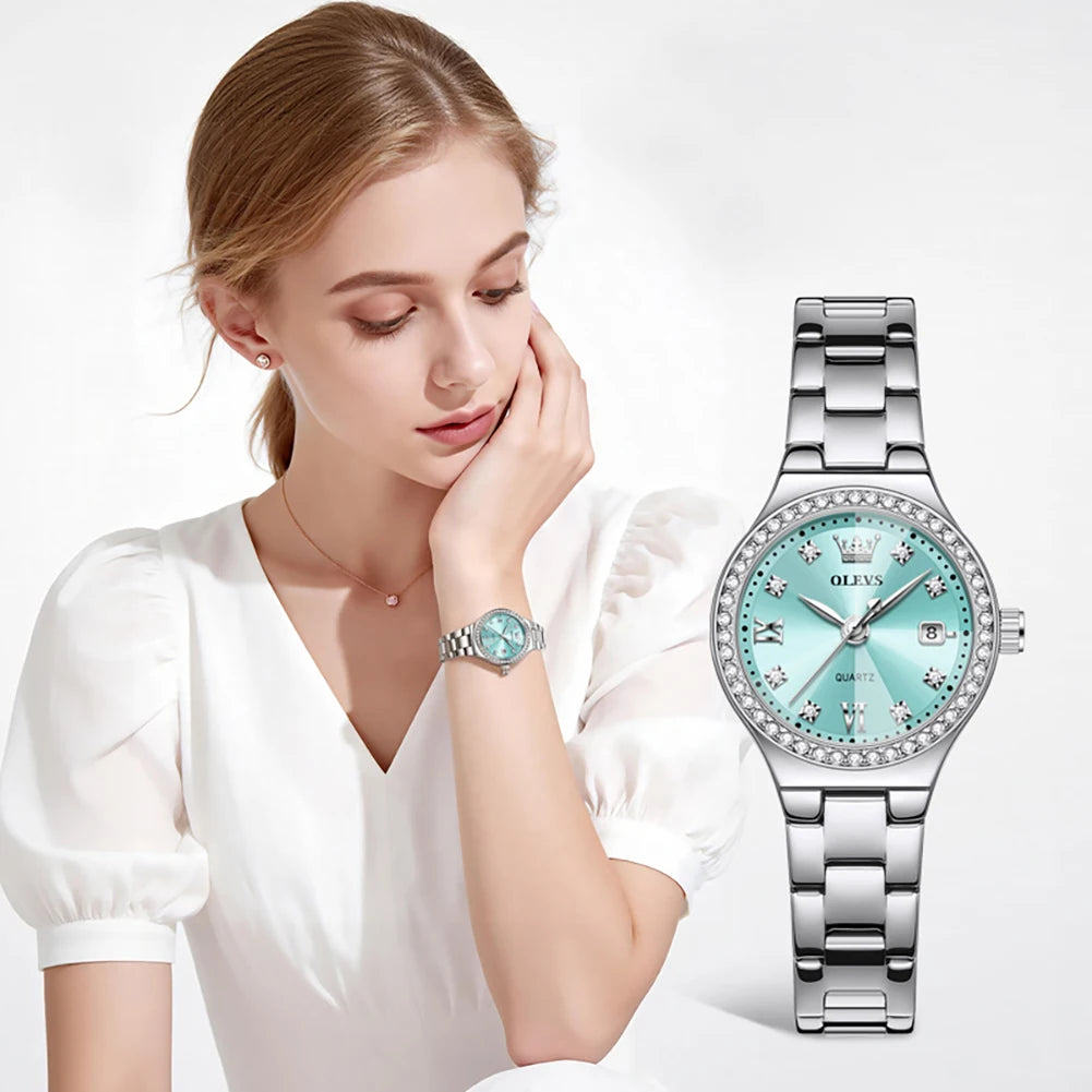 OLEVS 5628 Women's Quartz Watch — Elegant Stainless Steel Jewelry Gift