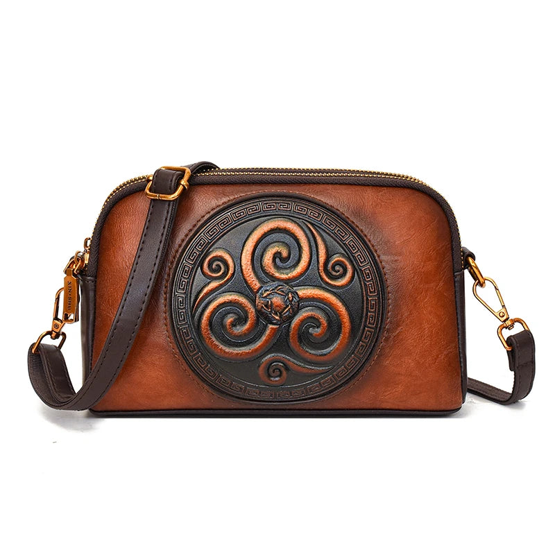 SZHIY Retro Floral Shoulder Bag — 3D Embossed Crossbody Purse