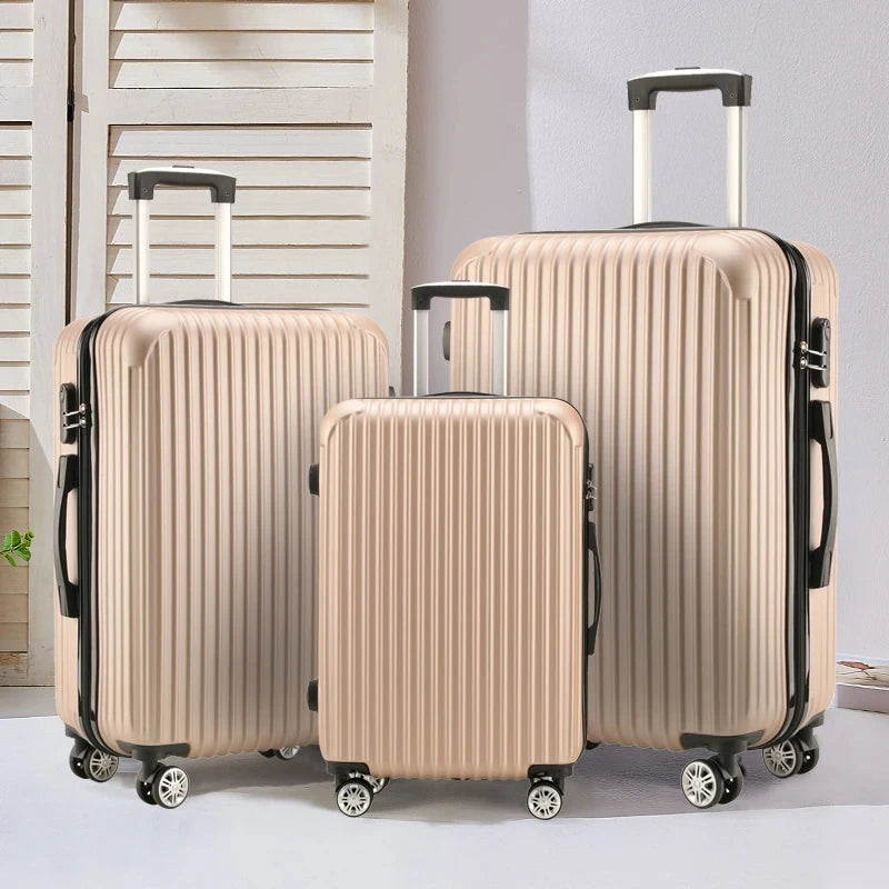 3-Piece Hard Shell Luggage Set — Durable Spinner Trolley Cases for Travel