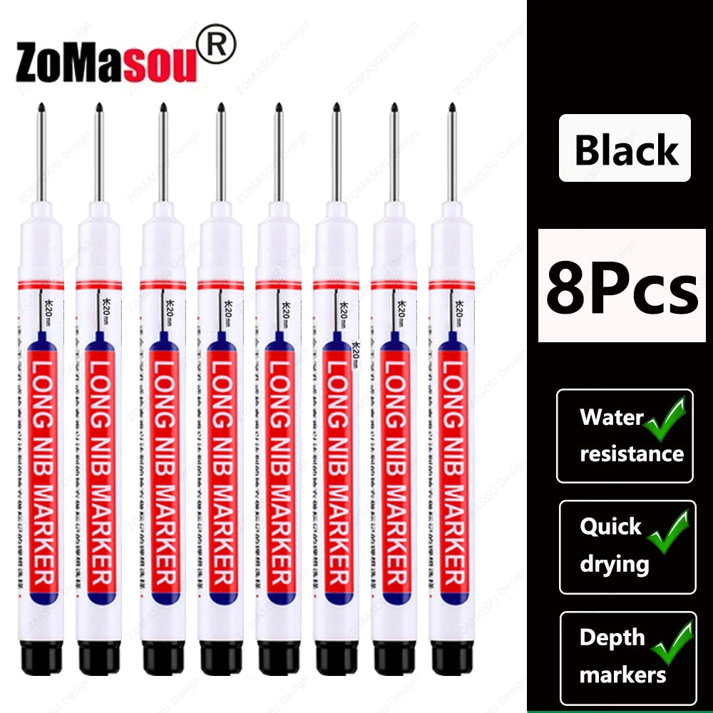 Deep Hole Marker Pen — Waterproof Long Head Woodworking Tool