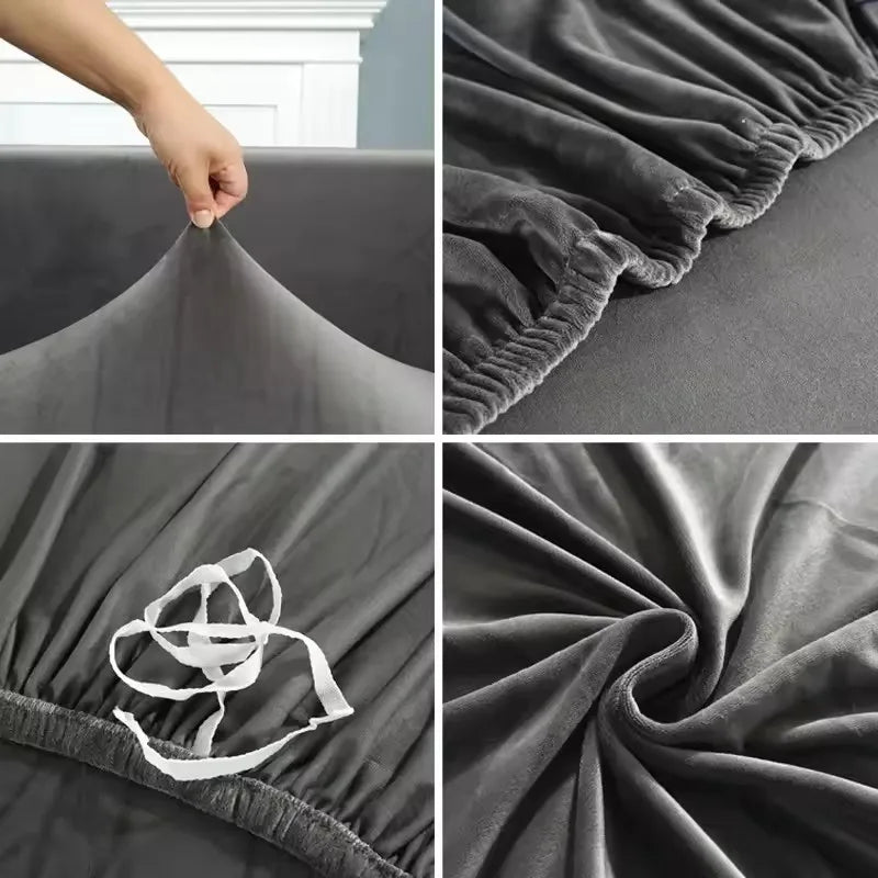 Velvet Stretch Sofa Cover — Protective Slipcover for 1-4 Seater Couches