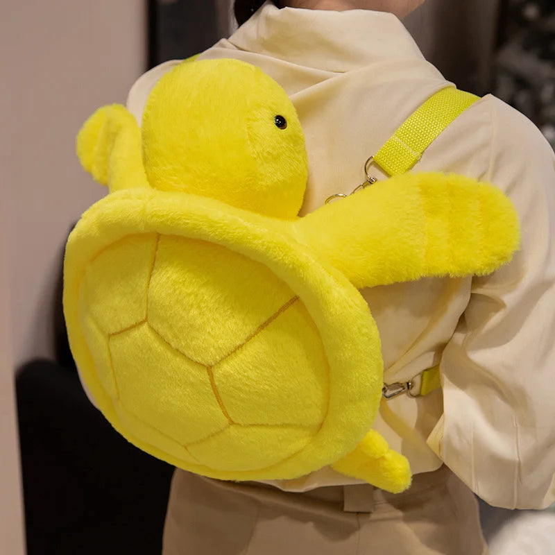 BABIQU Colorful Turtle Plush Backpack — Soft Sea Animal Stuffed Toy Bag