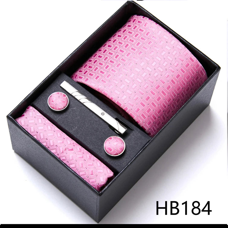 VanGise Men's Necktie Set — Business Tie, Cufflinks, and Pocket Square Kit