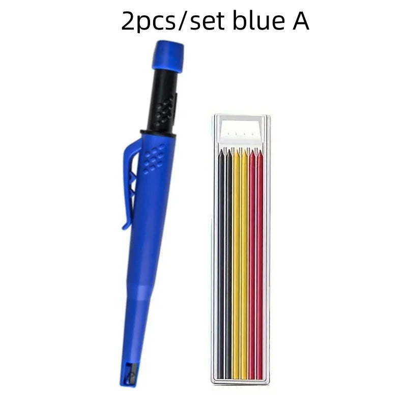 MROOFUL Carpenter Mechanical Pencil Set — Deep Hole Marking Tool with Sharpener