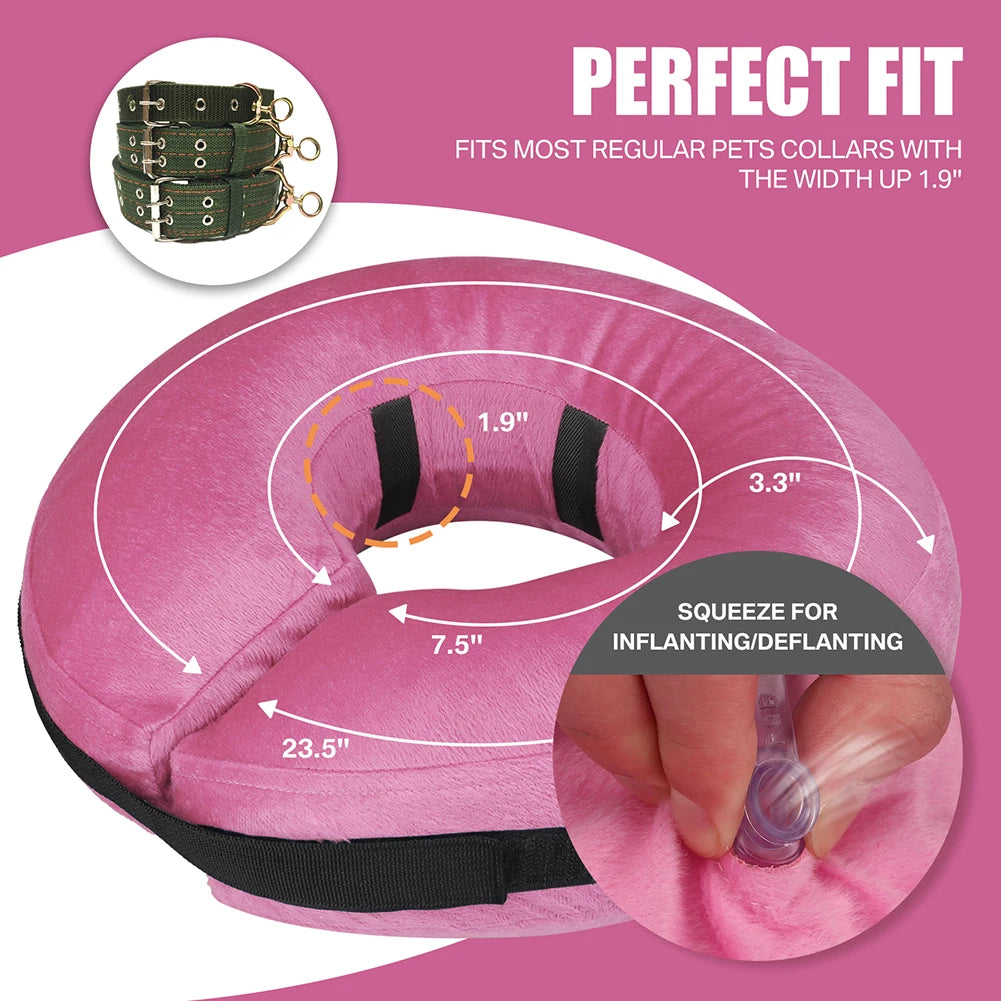 Inflatable Pet Recovery Collar — Soft Protective Cone for Dogs and Cats