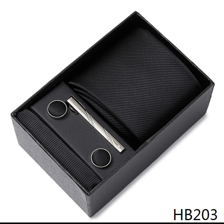 VanGise Men's Necktie Set — Business Tie, Cufflinks, and Pocket Square Kit