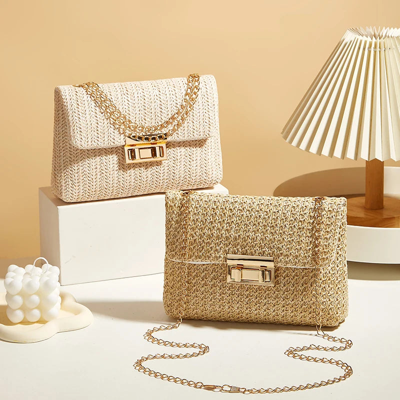 Yogodlns Straw Crossbody Bag — Stylish Bohemian Shoulder Bag for Banquets