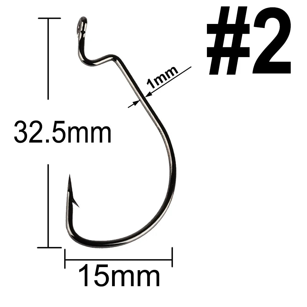 facifa Wide Gap Worm Fishing Hooks — High Carbon Steel Lures with Storage Box