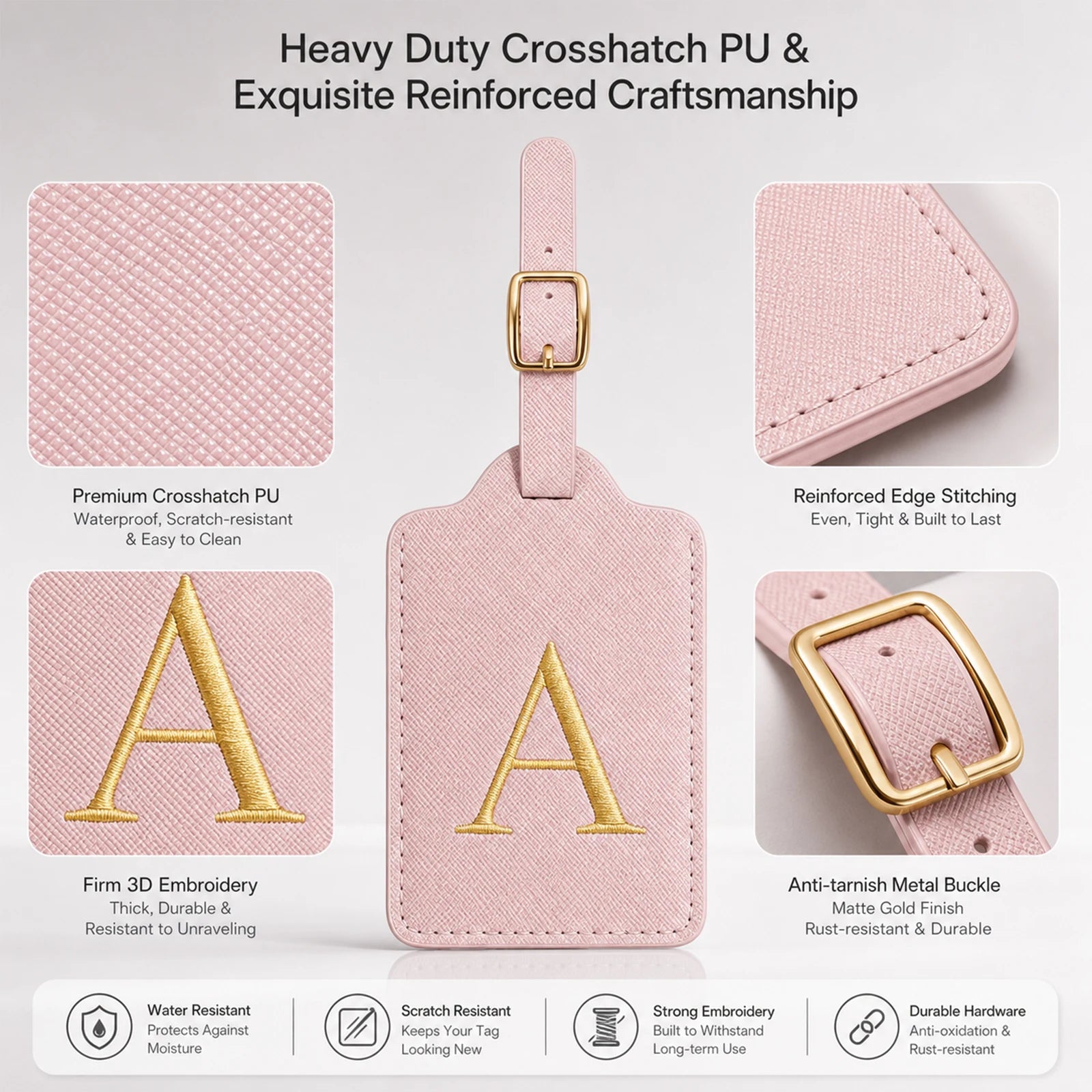 Personalized Alphabet Luggage Tag — Durable PU Leather Travel Accessory