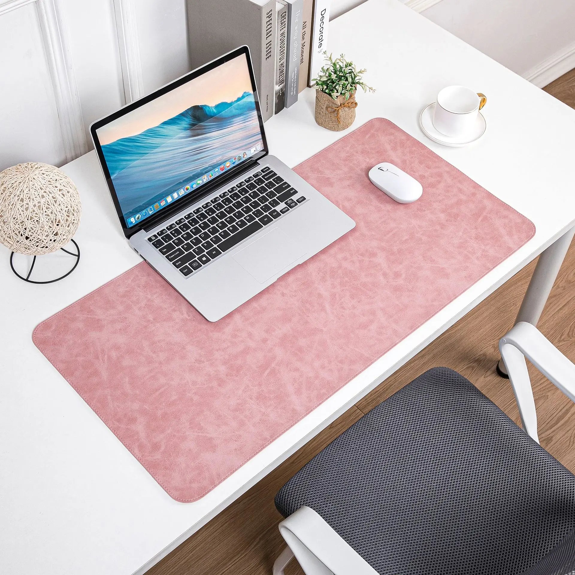 Luxe Faux Leather Desk Mat — Textured Writing Surface & Mouse Pad
