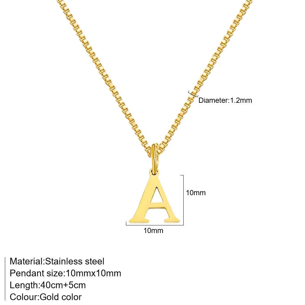 MECYLIFE Initial Letter Necklace — 18K Gold Plated Stainless Steel Jewelry
