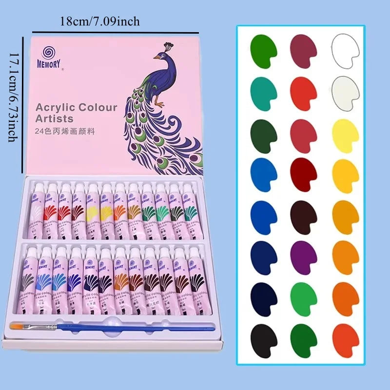 Acrylic and Watercolor Paint Set — Vibrant Pigment Kit for Students
