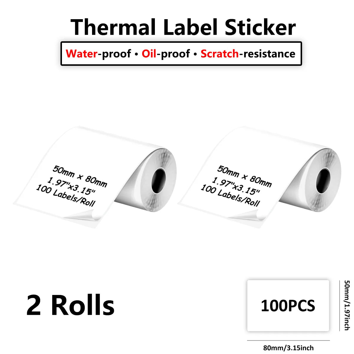 White Square Label Rolls — Versatile Adhesive Paper Stickers