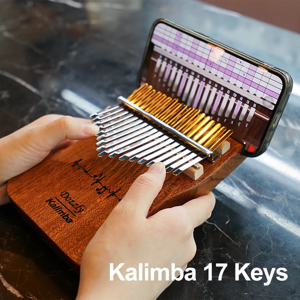 Dozzly 17 Keys Kalimba — Solid Wood Thumb Piano with Phone Holder