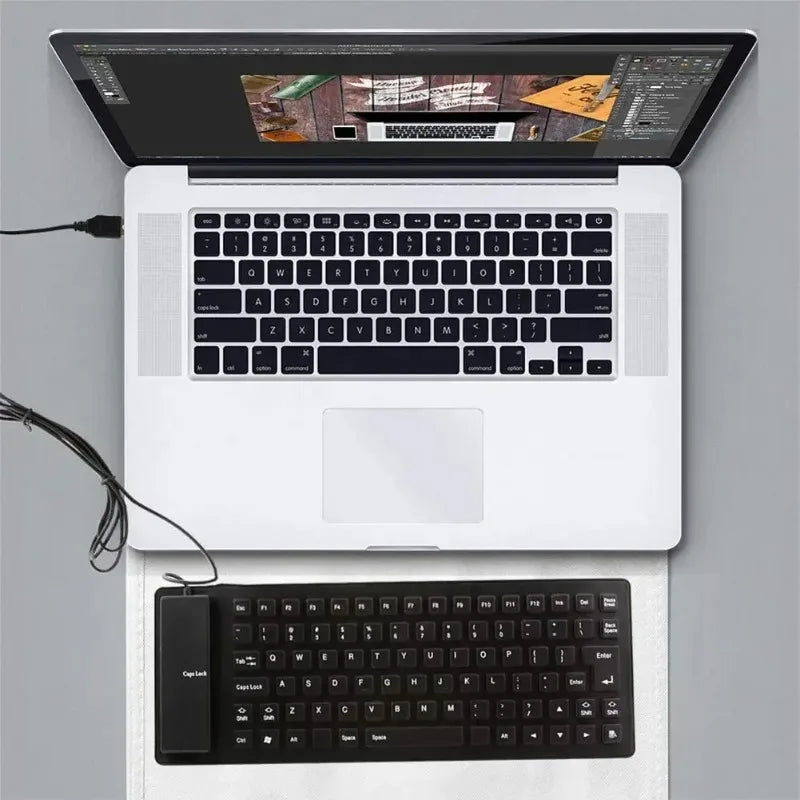 FTBTOC Portable Silicone Keyboard — Waterproof Rollup Design for Travel