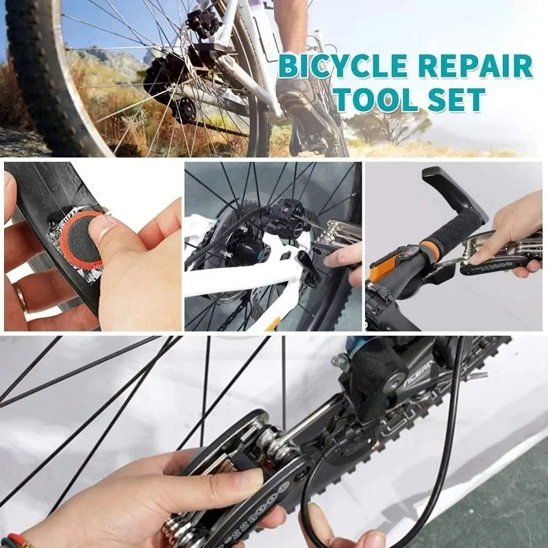 Bicycle Repair Tool Kit — Portable Multi-Function Set with Pump