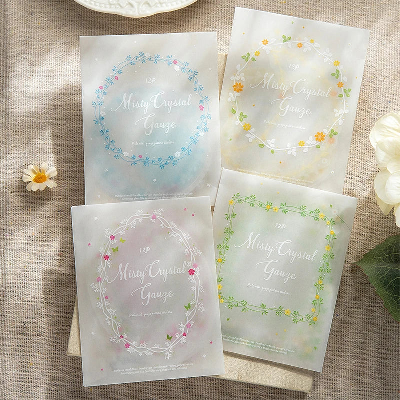 Transparent DIY Decorative Stickers — 12 Piece Set for Scrapbooking & Decor