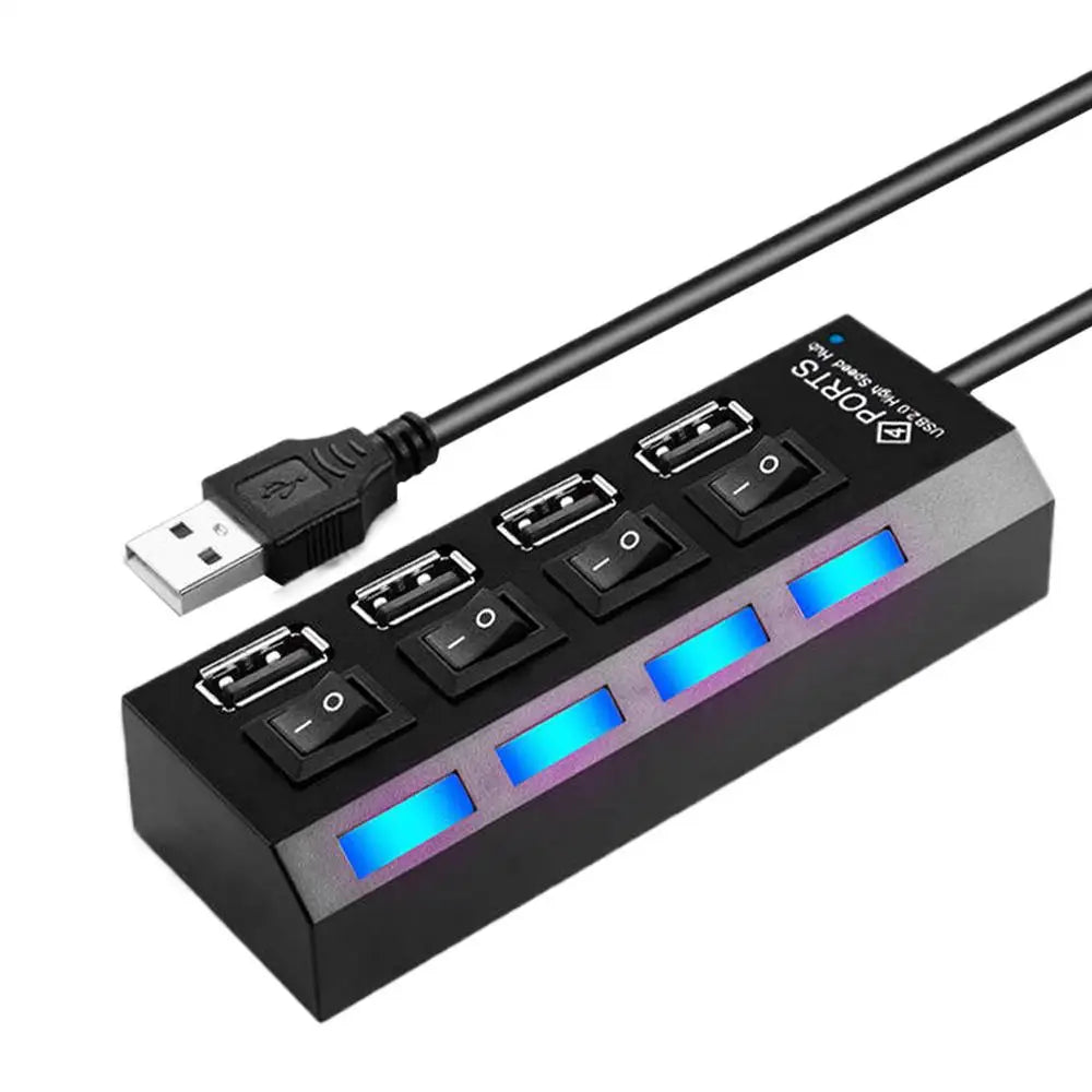 Multi-Port USB C Hub — Compact Data Splitter with Independent Switches