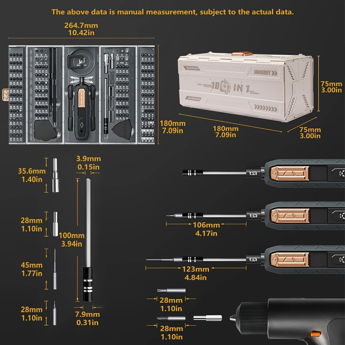 JAKEMY 180-in-1 Precision Screwdriver Set — Multifunctional Repair Kit