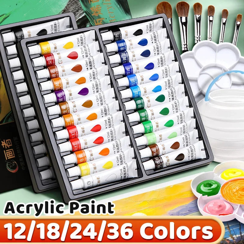 Vibrant Acrylic Paint Set — Multi-Surface DIY Art Kit for Canvas and Wood
