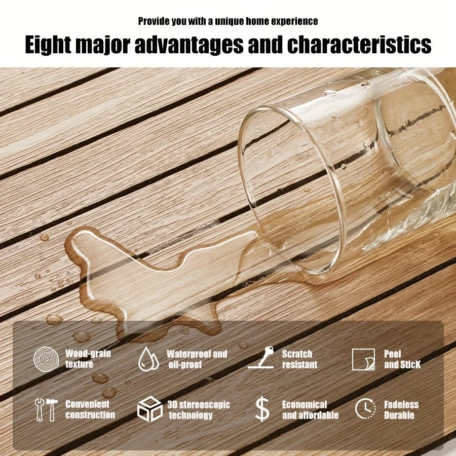 Peel and Stick Wood Slat Wall Panels — Decorative Self-Adhesive Accent, 10pcs