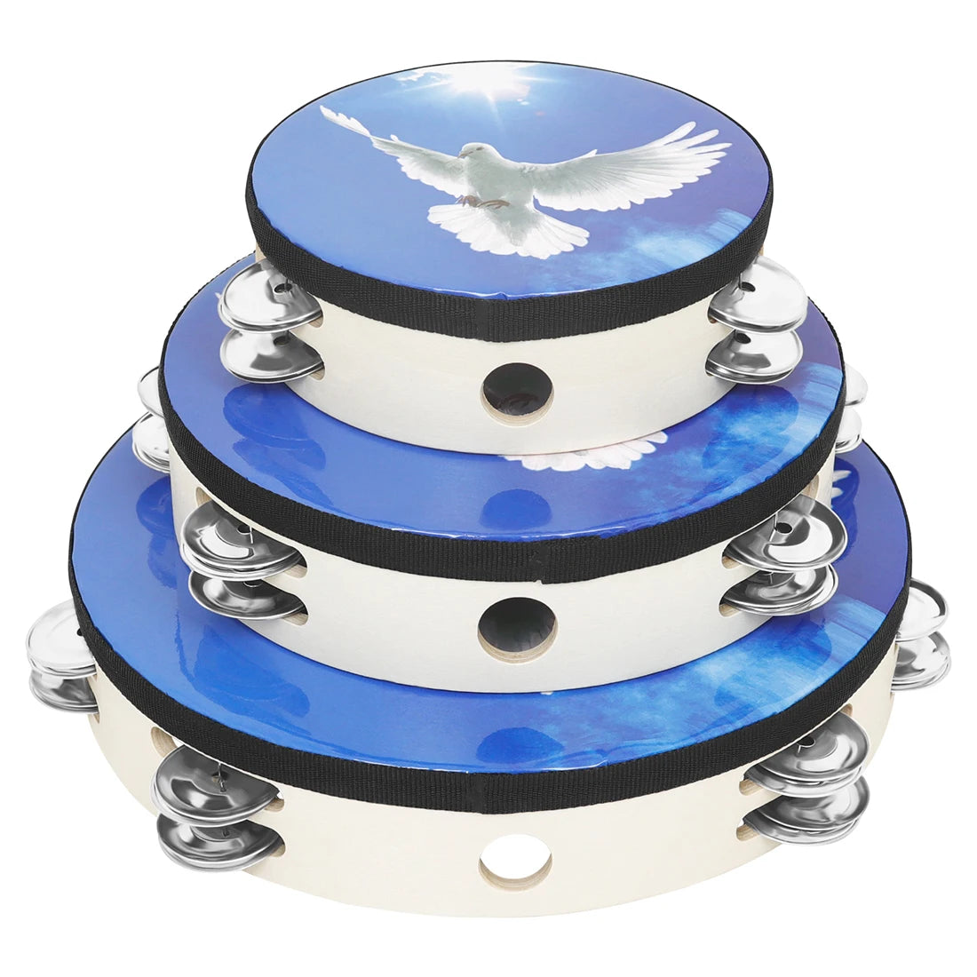 IRIN Blue Sky Peace Dove Tambourine Set — Triple Layer Percussion Kit