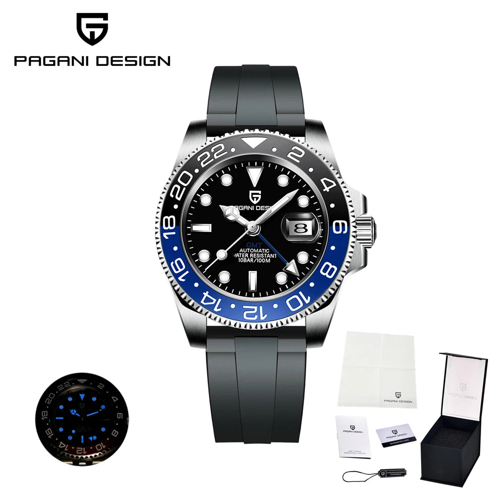 PAGANI DESIGN Luxury Automatic Watch — Waterproof Sports Wristwatch with Rubber Band