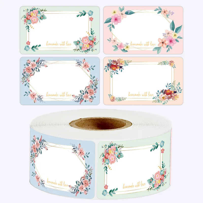 Floral Name Labels — Blank Handwritten Stickers for Kitchen & Crafts