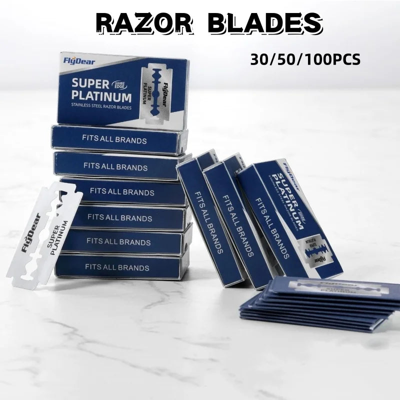 Classic Retro Double Edge Razor Blades — Professional Stainless Steel Shaving Refills