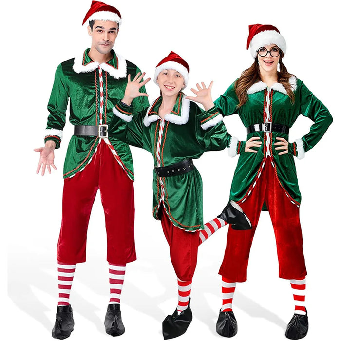 Christmas Helper 6-Piece Costume Set — Unisex Holiday Performance Outfit