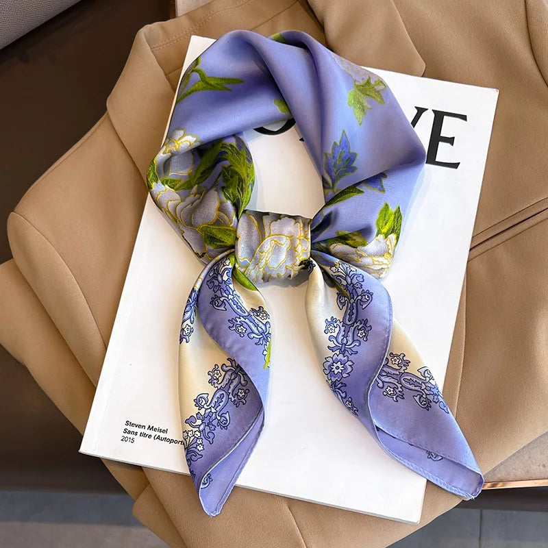 SENAIFEI Printed Silk Scarf — Luxury Square Shawl & Decorative Headband