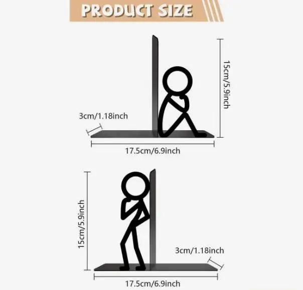 Metal Tug Of War People Bookends — Decorative Shelf Stoppers for Home Office