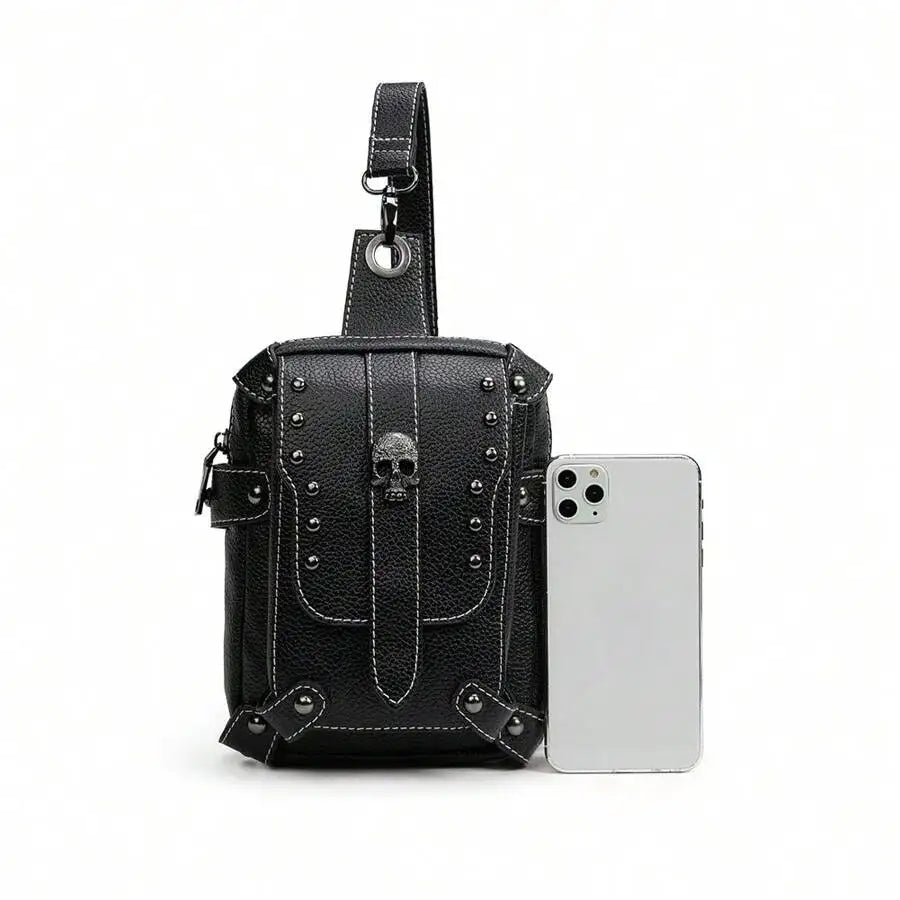 Vintage Steampunk Skull Crossbody Bag — Biker Style Cell Phone Wallet