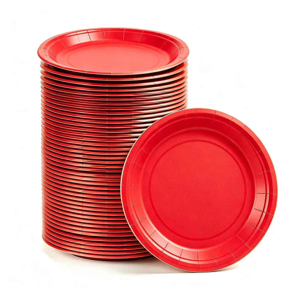 Solid Color Paper Plates — Disposable 7-Inch Party Tableware