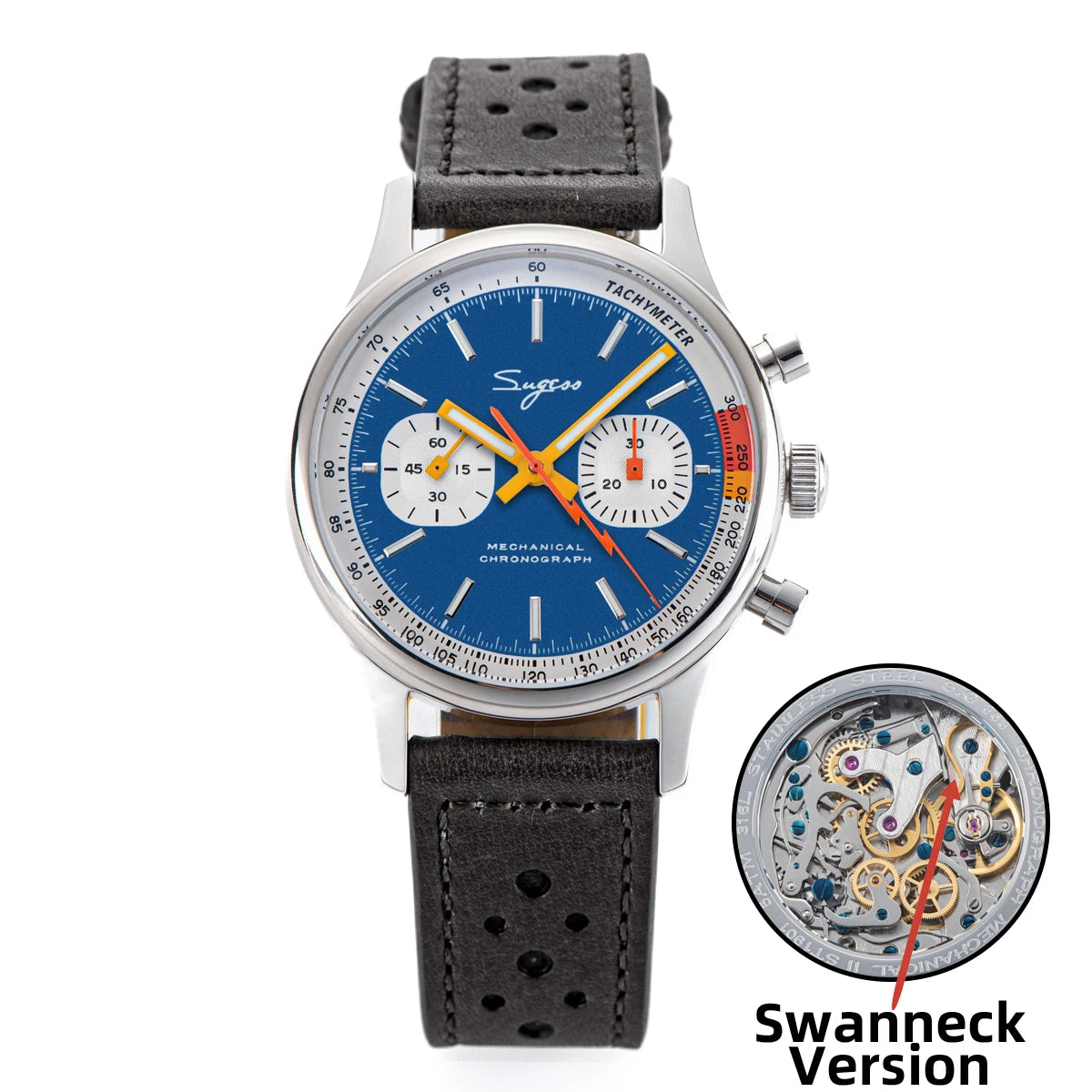SUGESS Pilot Chronograph Watch — Mechanical Seagull Movement & Sapphire Crystal