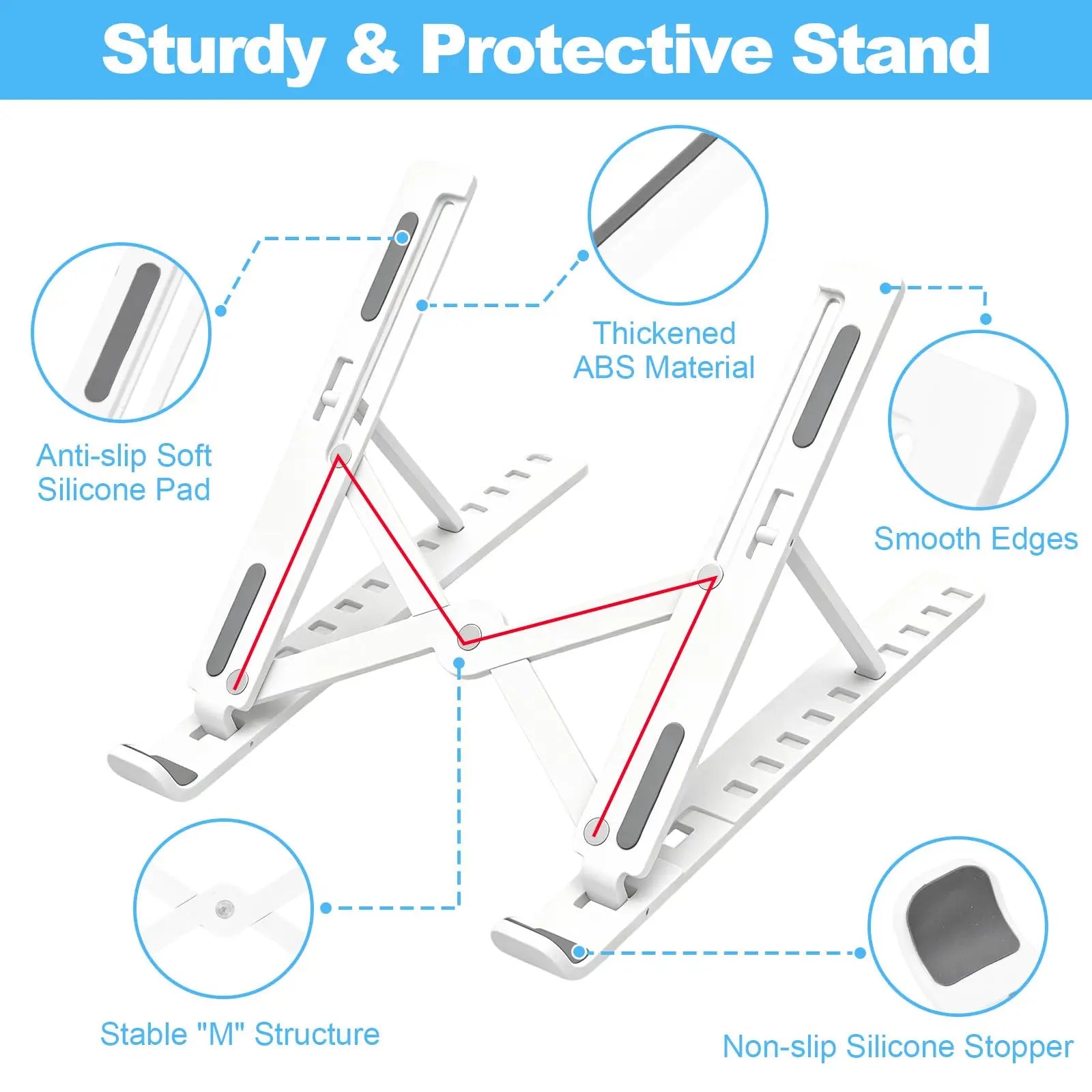 Adjustable Laptop Stand — Portable Ergonomic Riser for Desk