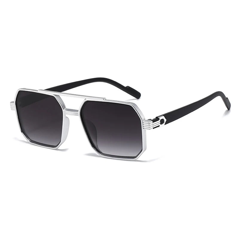 Julyrays Polygonal Double Beam Eyewear — Retro Trendy Large Frame Glasses