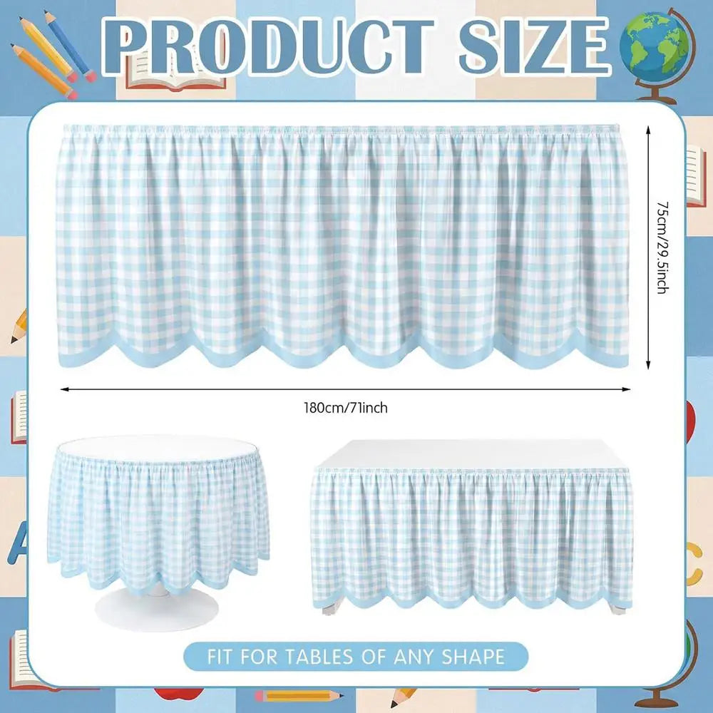 Ruffled Checkered Desk Skirt — Classroom Tablecloth Decor for Teachers