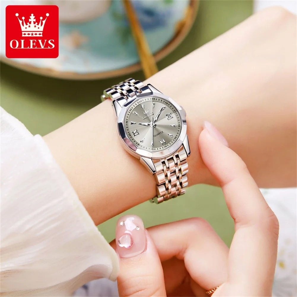 OLEVS 9998 Luxury Women's Watch — Waterproof Quartz with Calendar Window