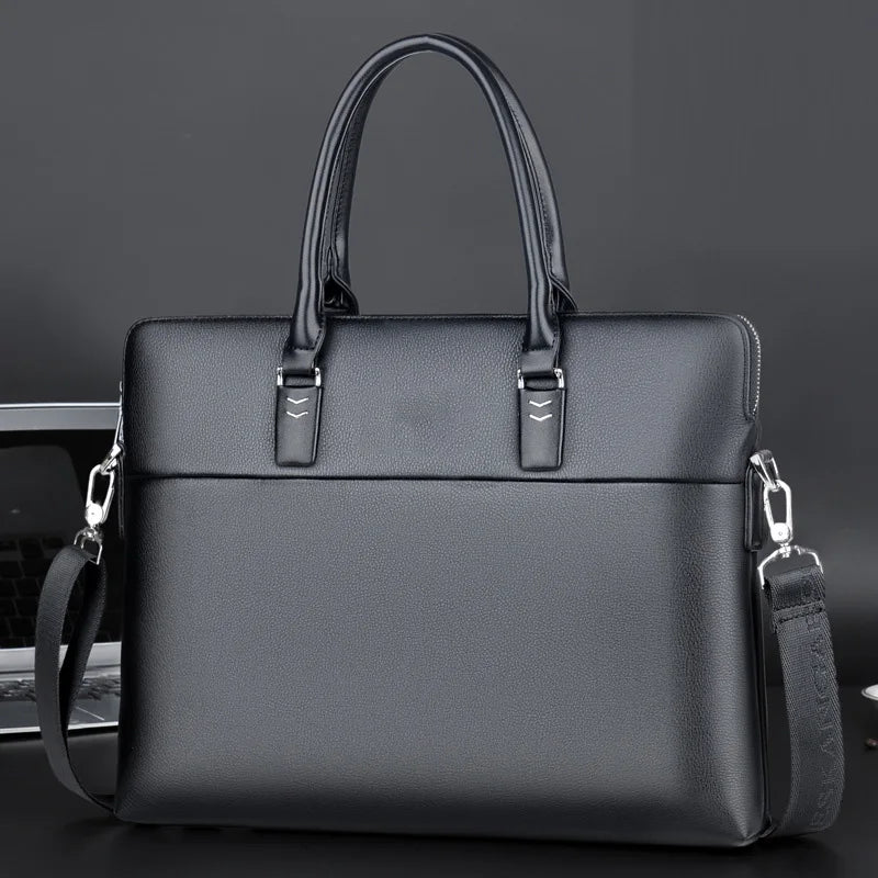 HERBATA Men's Professional Leather Briefcase — Waterproof 14 Inch Laptop Messenger Bag