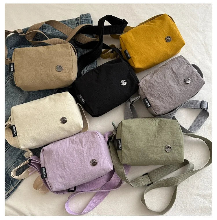 Women's Mini Nylon Crossbody Bag — Multi-Compartment Square Purse for Travel