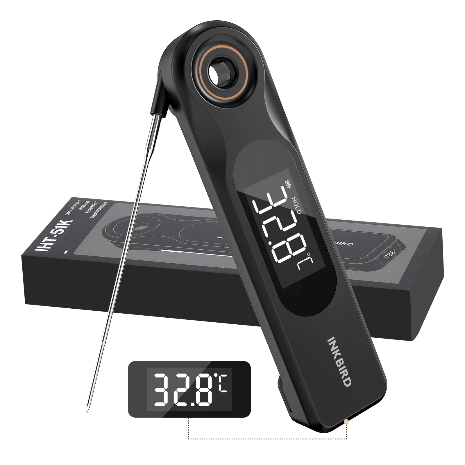 INKBIRD IHT-51K Dual Display Meat Thermometer — Ultra Thin 1.8mm Fast Response Probe
