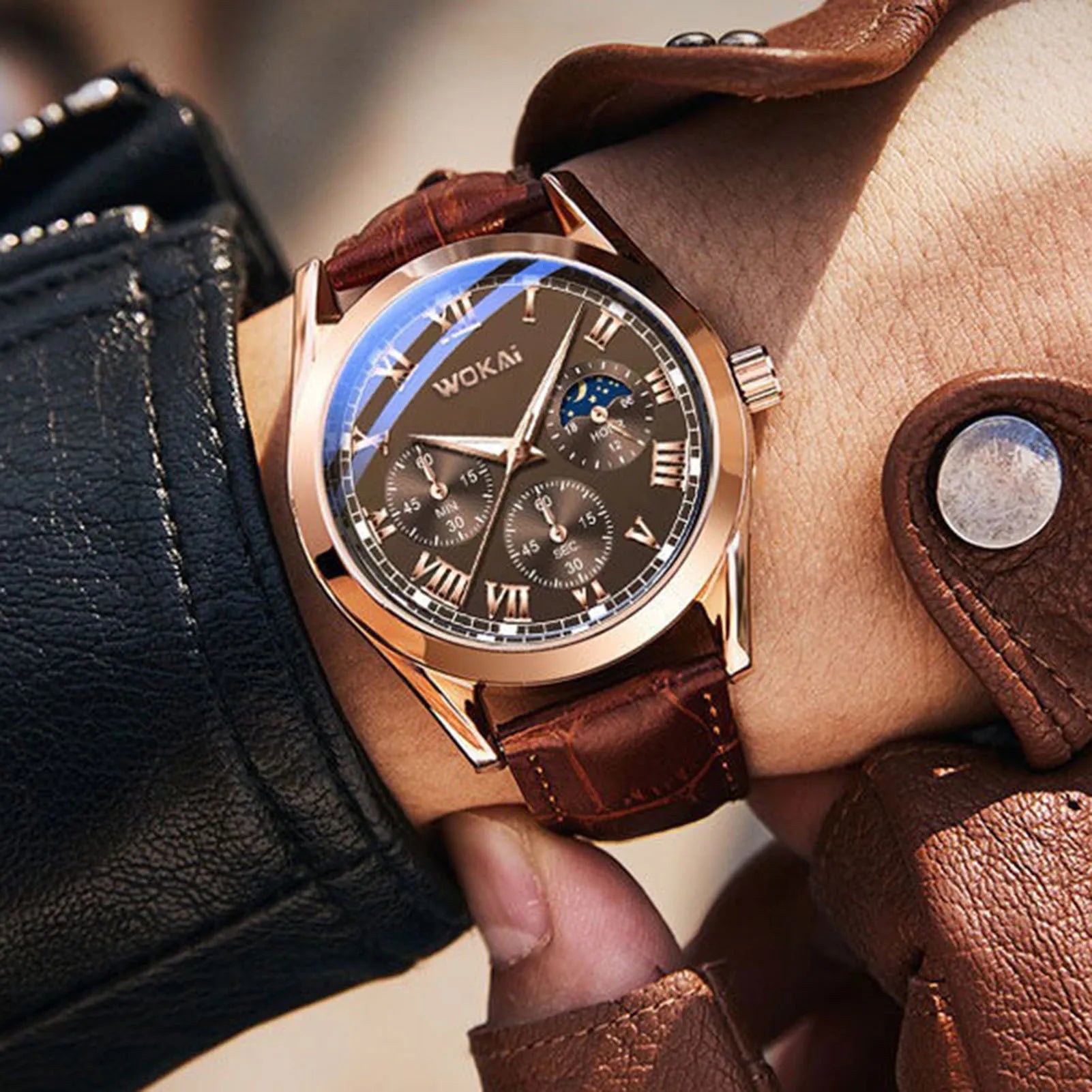 Men's Luxury Business Quartz Watch — Elegant PU Leather Wristwatch