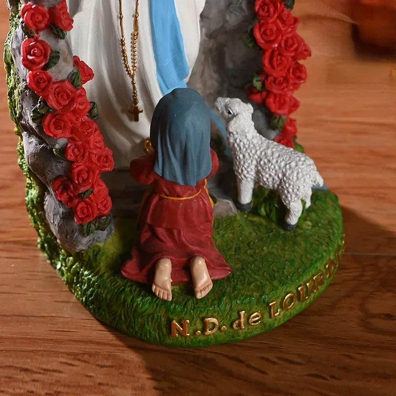 Our Lady Mary Lourdes Resin Figurine — Classical Religious Statue for Home Decor