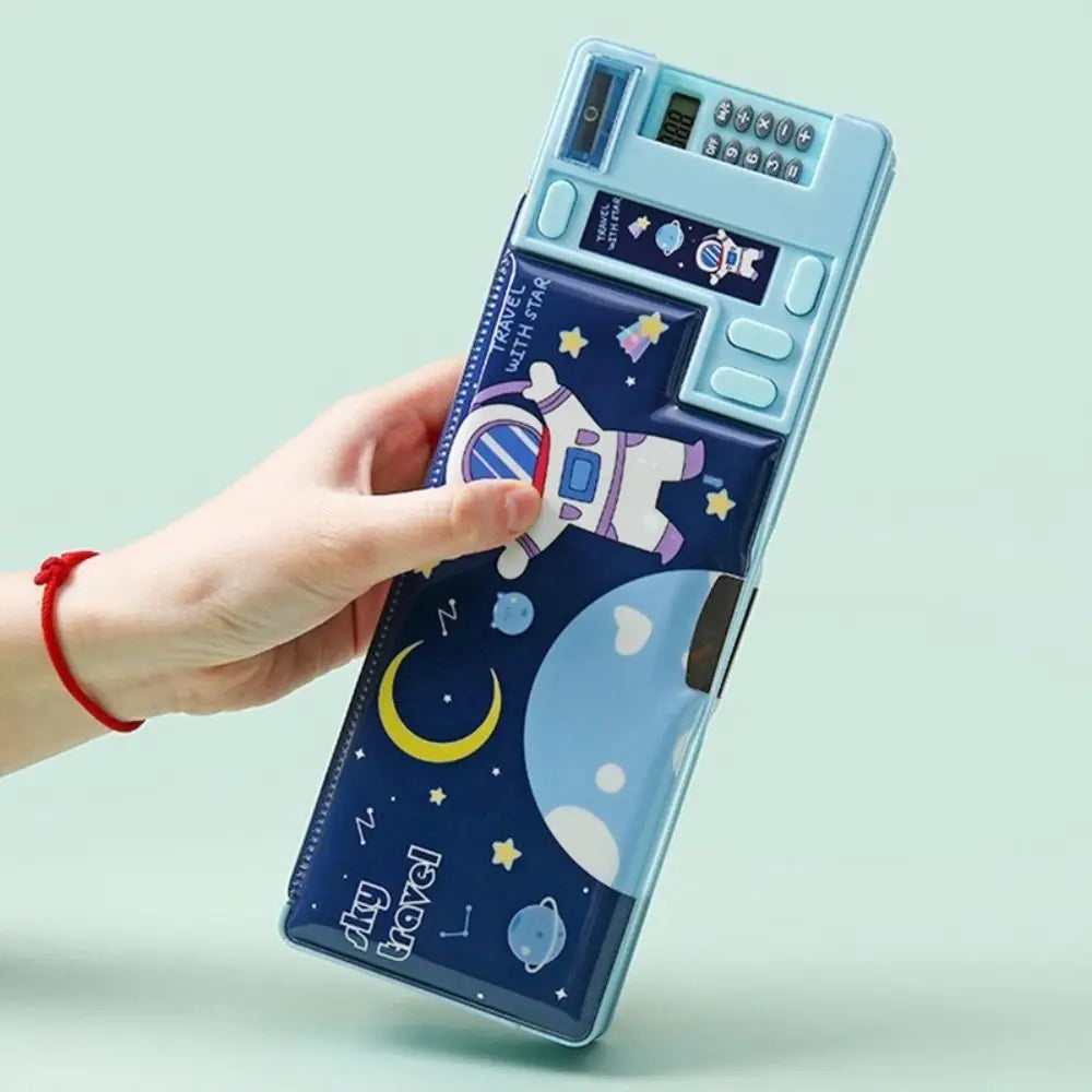 Double Layer Pencil Case — Multi-Functional Stationery Organizer with Calculator
