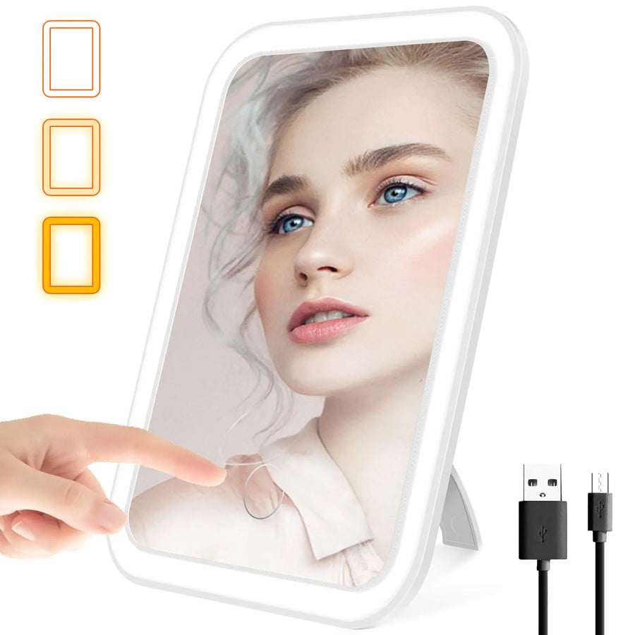 LED Makeup Mirror — Dimmable Lighted Vanity Mirror with Stand