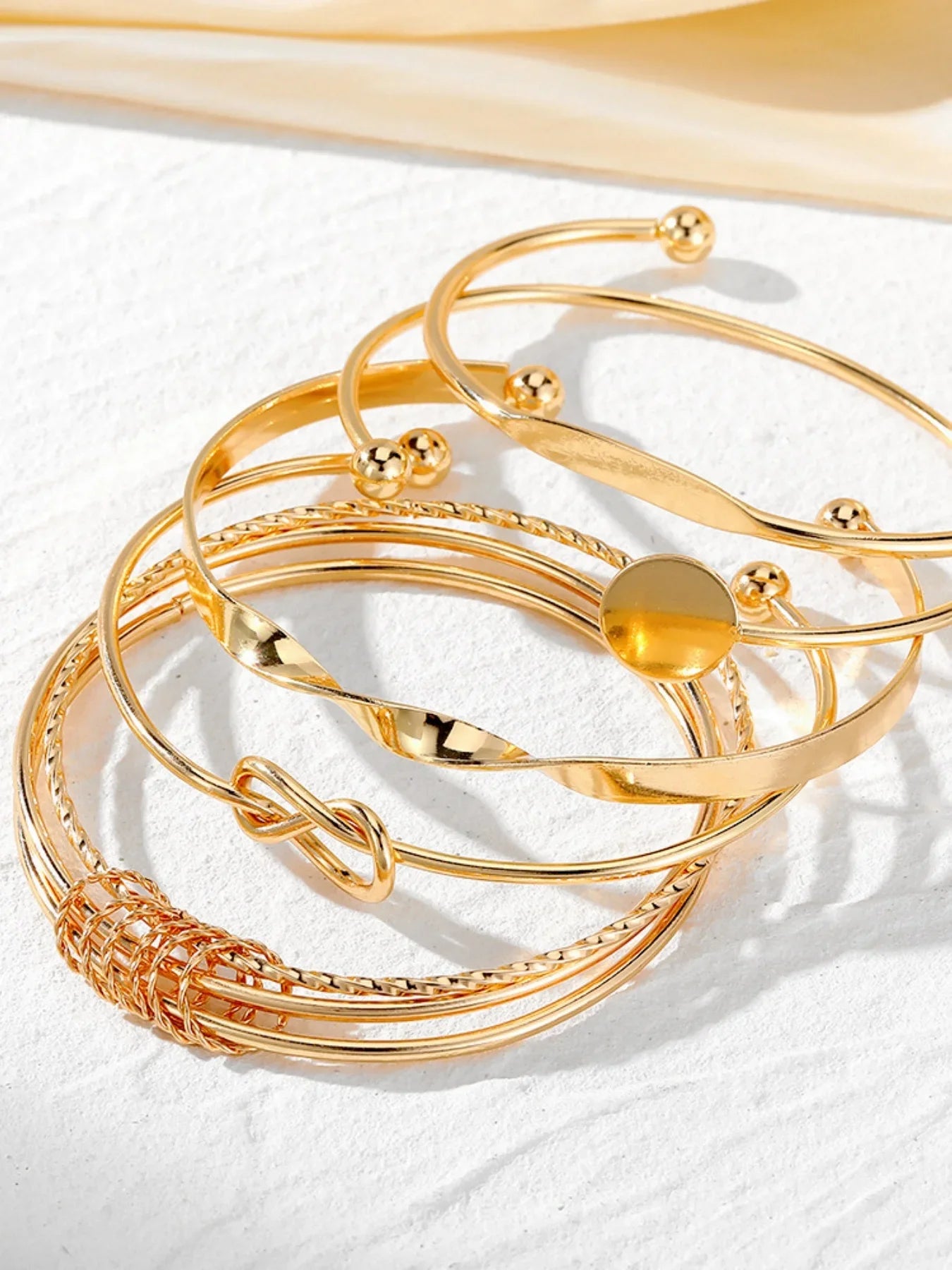 Adjustable Bangle Set — 5pcs Elegant Twist Jewelry
