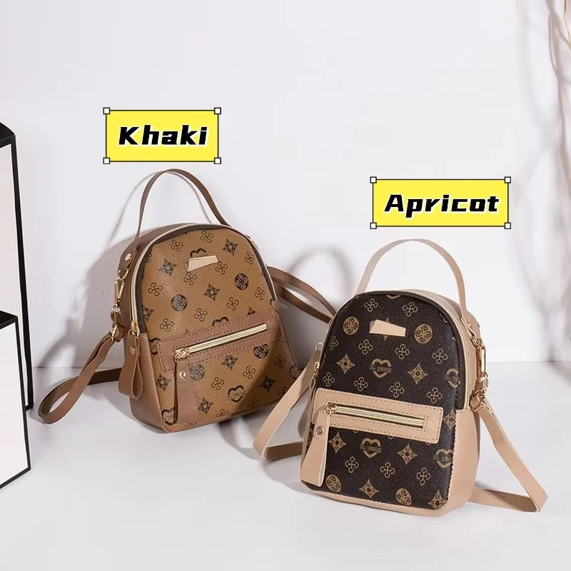 Women's Geometric Mini Backpack — Lightweight PU Leather Daypack