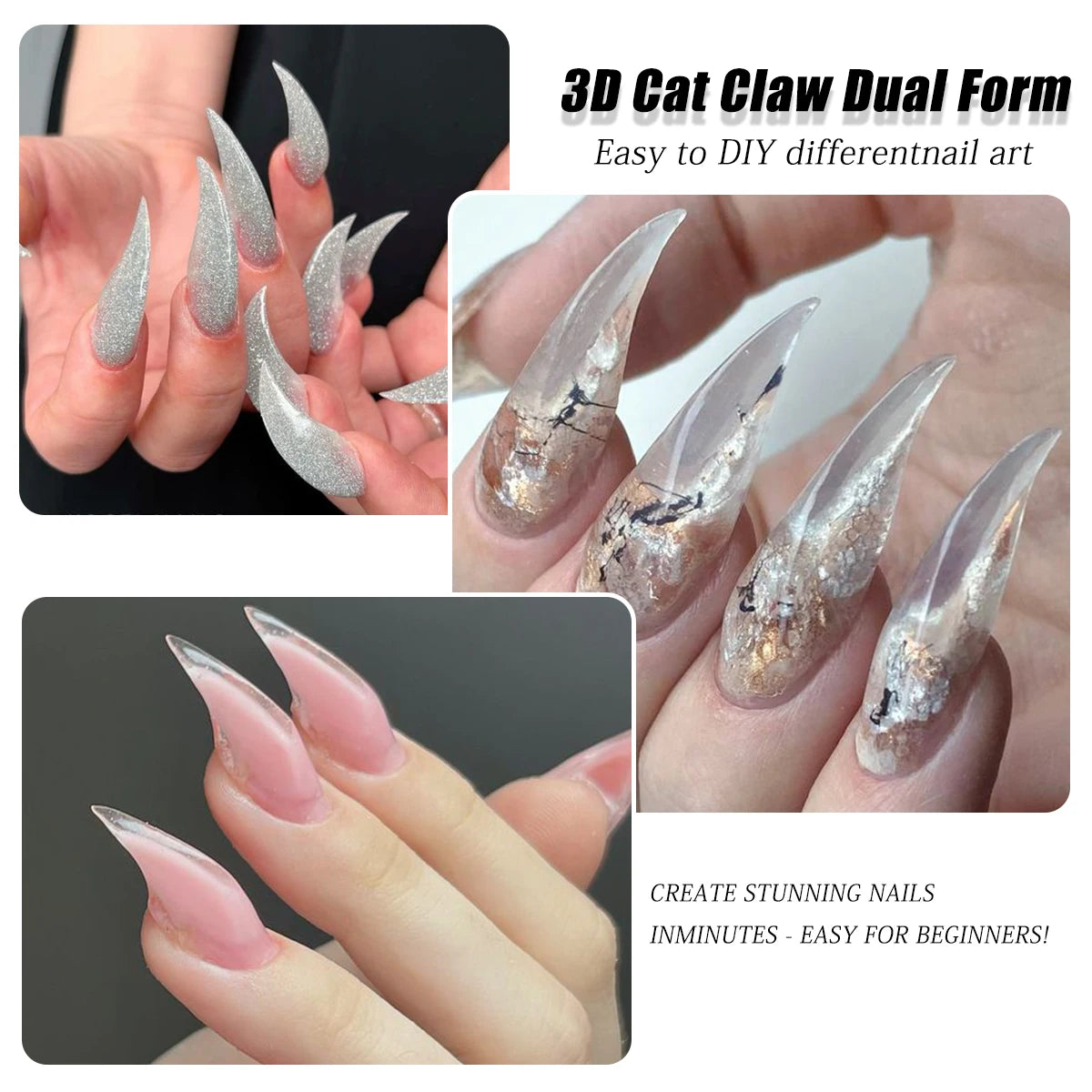 3D Claw Nail Dual Forms — Sculptural Poly Gel Extension Molds
