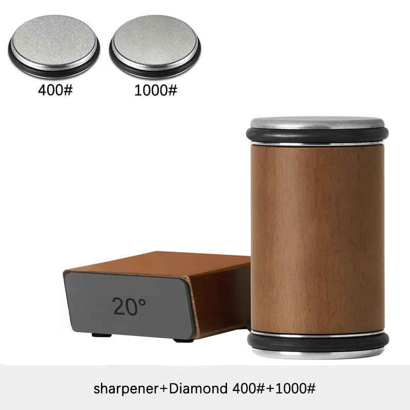 Rolling Knife Sharpener — Double Sided Diamond Stone with Magnetic Angle
